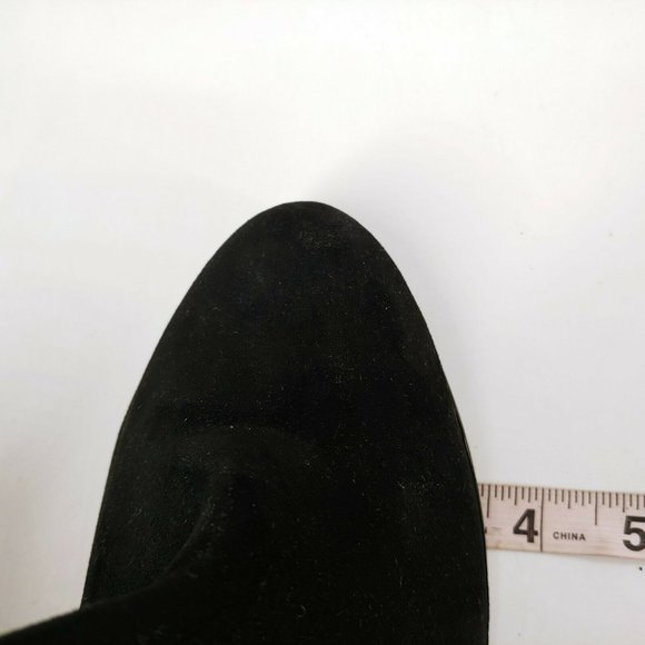 Express Womens Chelsea Faux Suede Ankle Boots 10 Black Almond Toe Zipper - Picture 7 of 10